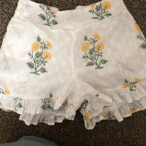 100% cotton boho embroidered shorts small